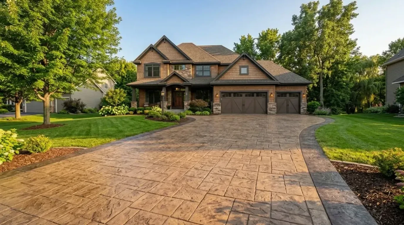 Decorative concrete driveway installation in Delano, MN