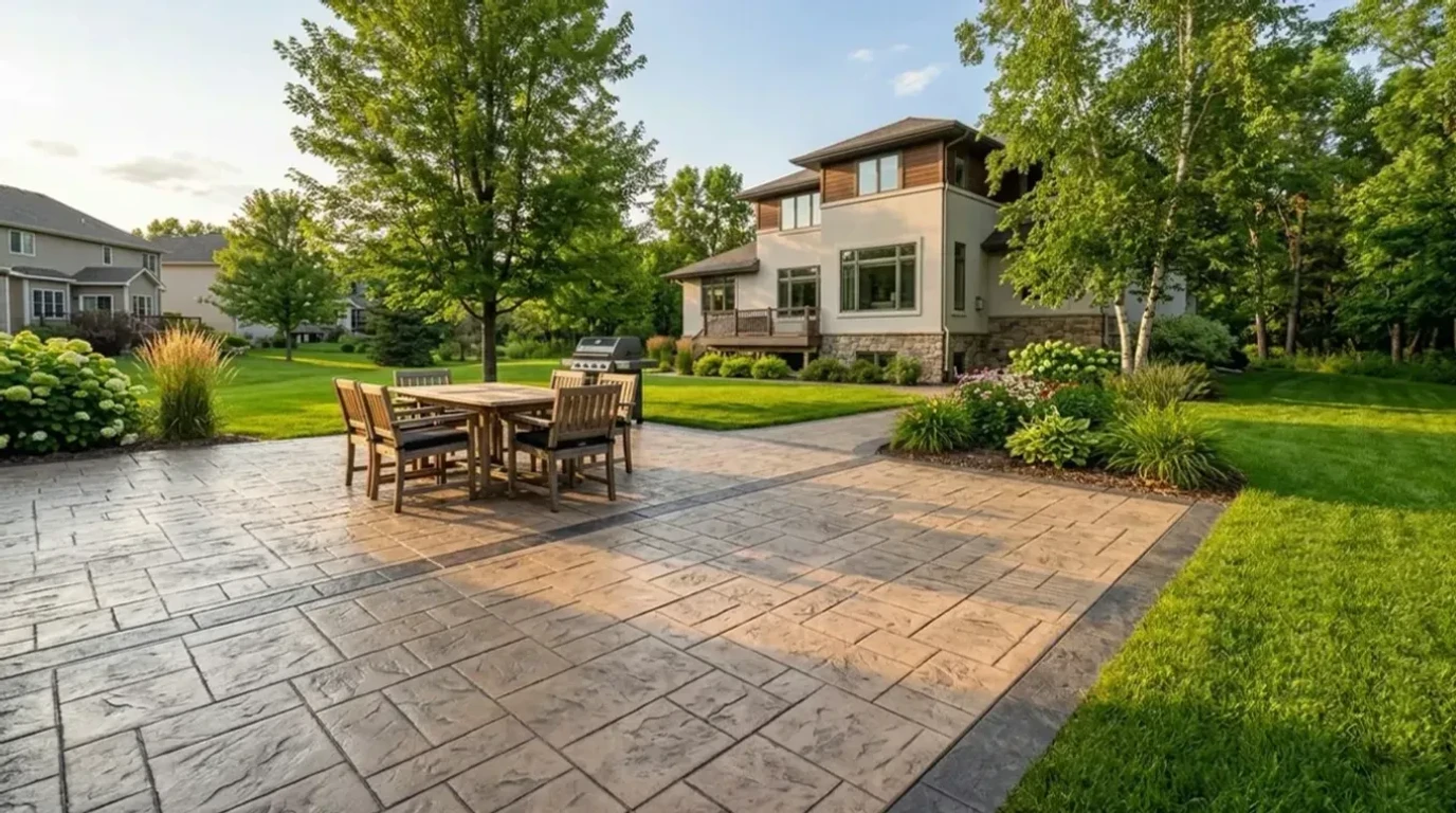 Decorative concrete patio installation in Cologne, MN by Jensen Decorative Concrete